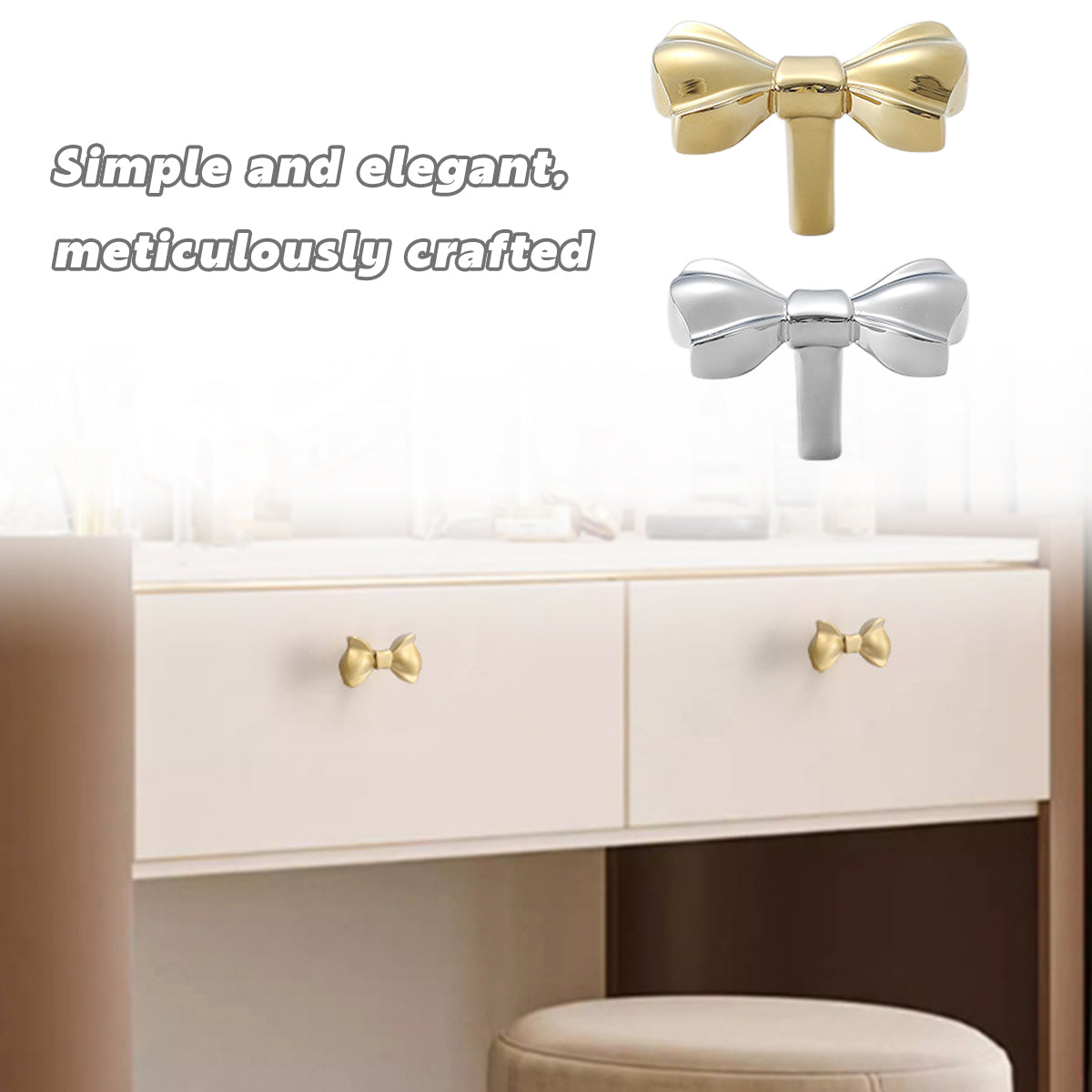 French Bow Brass Cabinet Handle with Two Colour Options