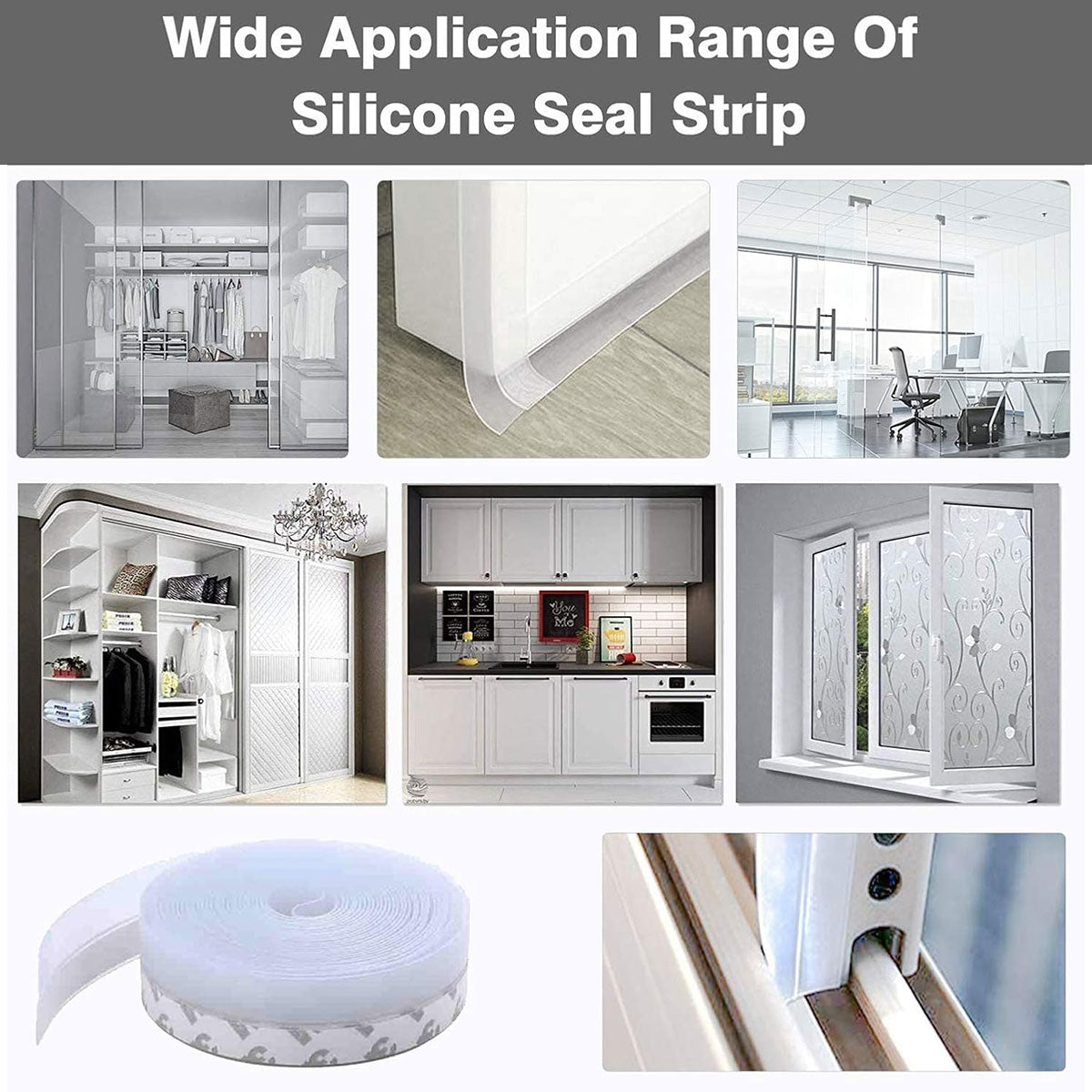 Transparent Self-Adhesive Silicone Door Seal Strip