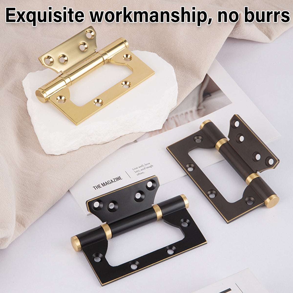 Bright Gold Brass Hirline/Flush Door Hinges 3.5mm Thick