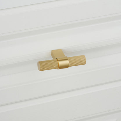 Solid Brass Knurled Cabinet Pulls in Gold Finish