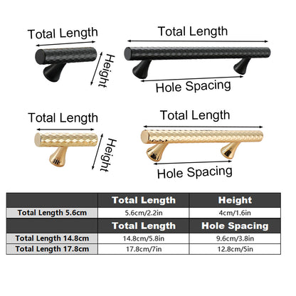 Knurled Metal Cabinet Handle in Black or Gold