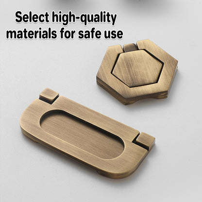 Copper Cabinet Handle with Foldable Ring Pull