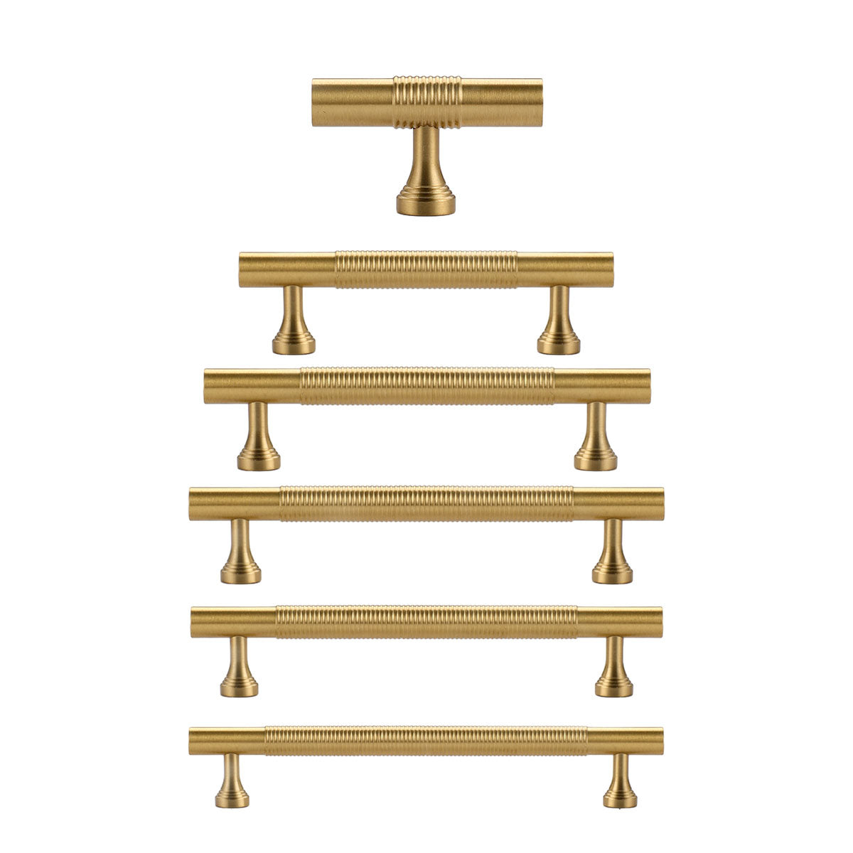 Gold Solid Brass Cabinet Handle with Textured Grip