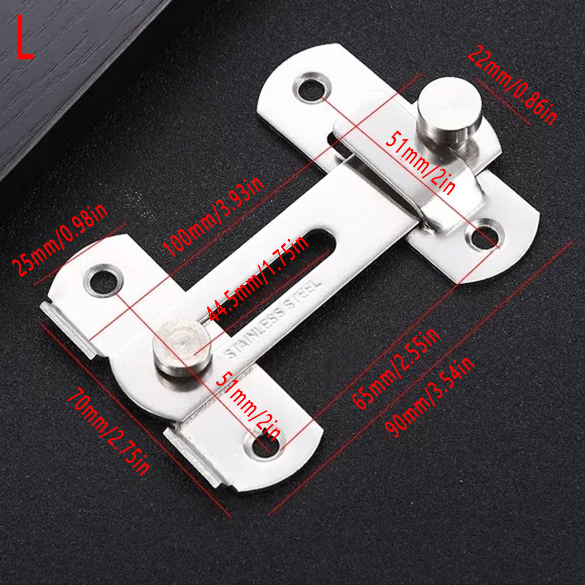 Black Stainless Steel 90 Degree Sliding Door Safety Latch Set