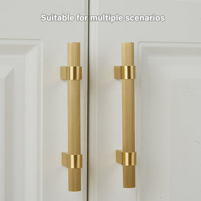 Solid Brass Knurled Cabinet Pulls in Gold Finish