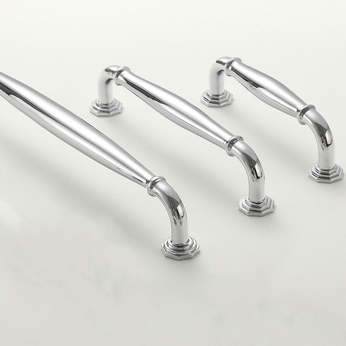 Bright Silver Brass Cupboard & Cabinet Door Pull Handle 96-192mm