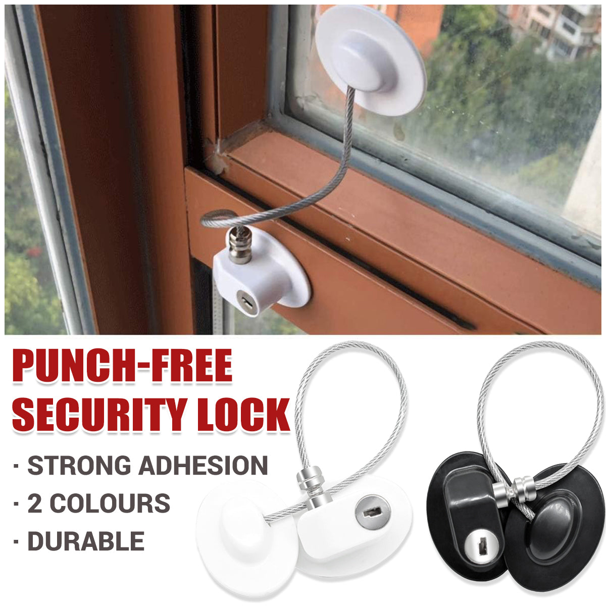 Black/White Self-Adhesive 304 Stainless Steel ABS Child Safety Lock