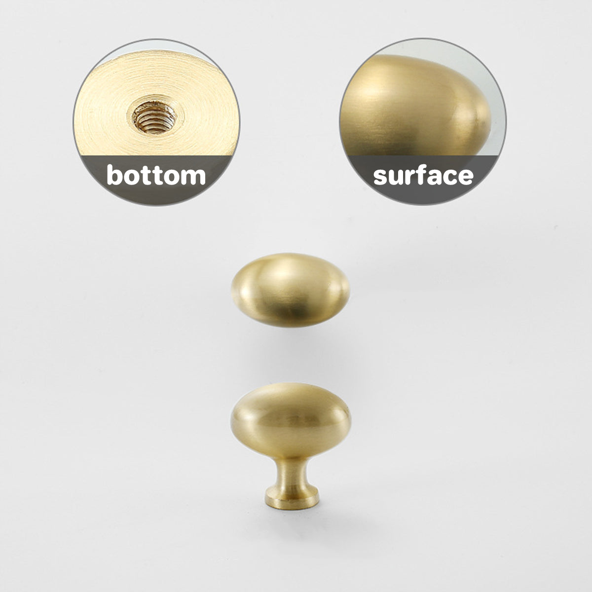 Pigeon Egg Brushed Brass Dummy Knob For Cabinet & Door 34mm x 36mm