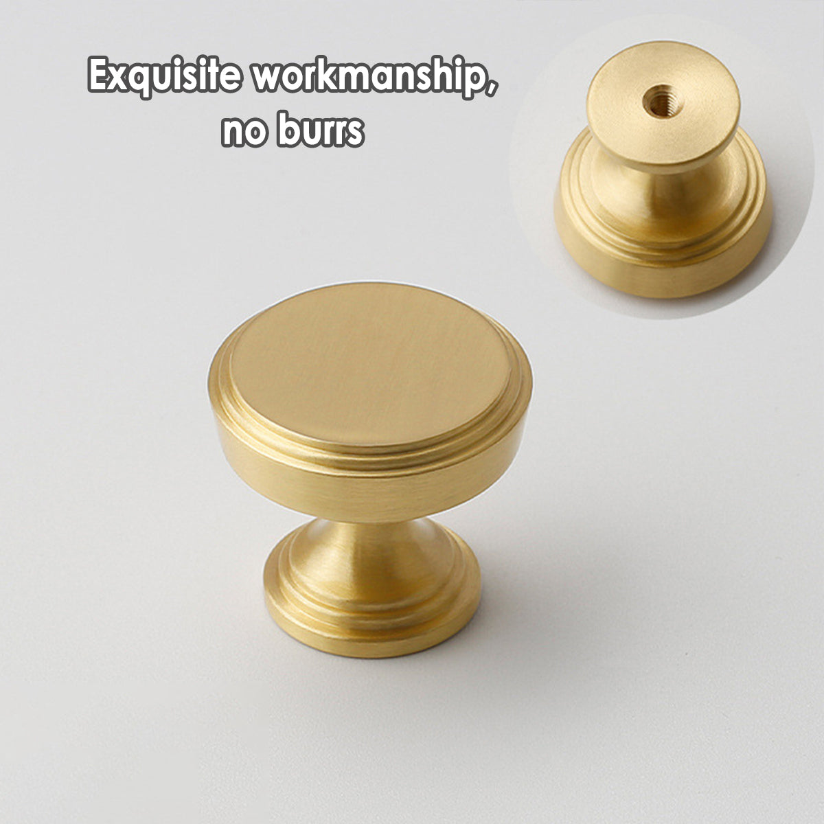 Brass Round Cupboard & Cabinet Handle with Single-Hole Mount
