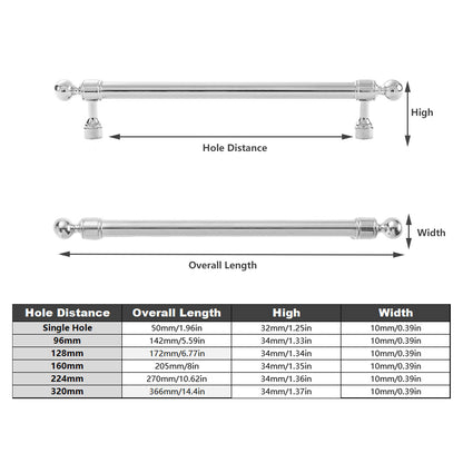Silver Metal Cabinet Handle with Round Ball End, Polished