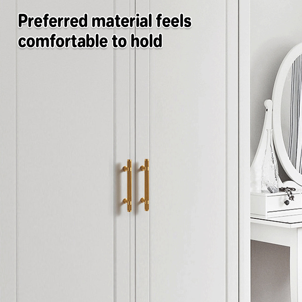 Anti-Slip Textured Brushed Brass Cupboard & Cabinet Door Pull Handle 50–213mm