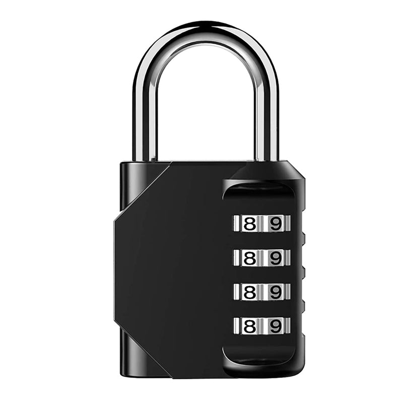 Black Weatherproof Zinc Alloy 4-Digit Combination Padlock for Doors