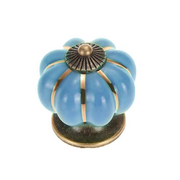 Blue Vintage Ceramic Zinc Alloy Cabinet Pumpkin Knob