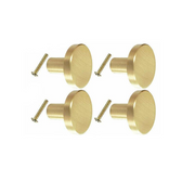 Gold Finish Solid Brass Round Cabinet Knobs Single-Hole Pulls