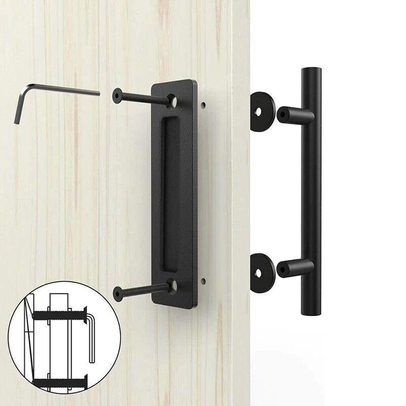 Black Matte Black Stainless Steel Barn Door Pull 12 Inch