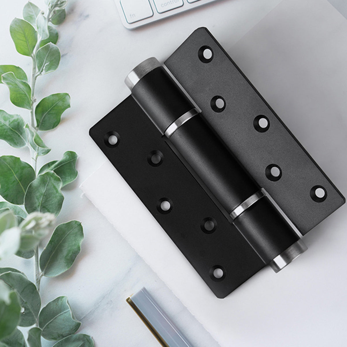 Black Aluminum Alloy Hirline/Flush Door Hinges Auto Close 132x94.5mm