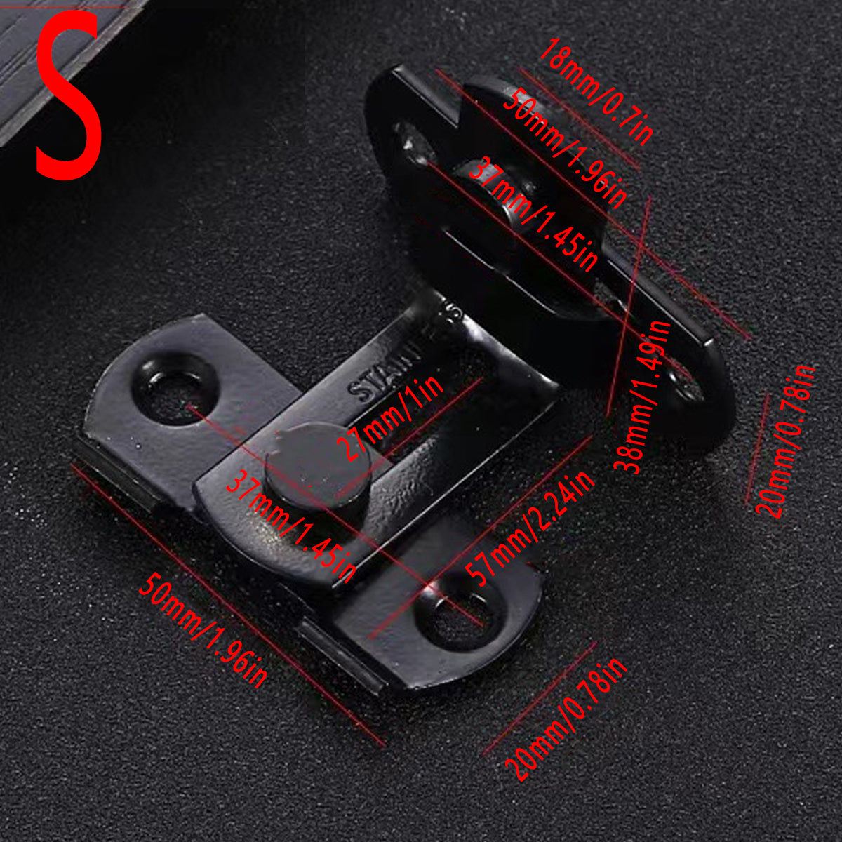 Silver Stainless Steel 90 Degree Sliding Door Safety Latch Set