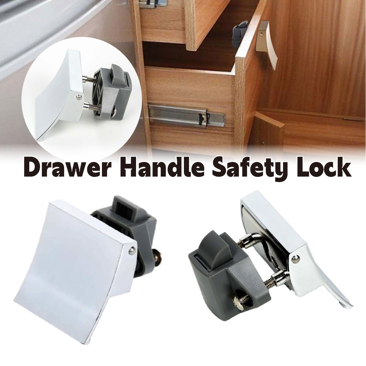Silver Grey Finish Plastic-Metal Square Push Lock for Cabinets