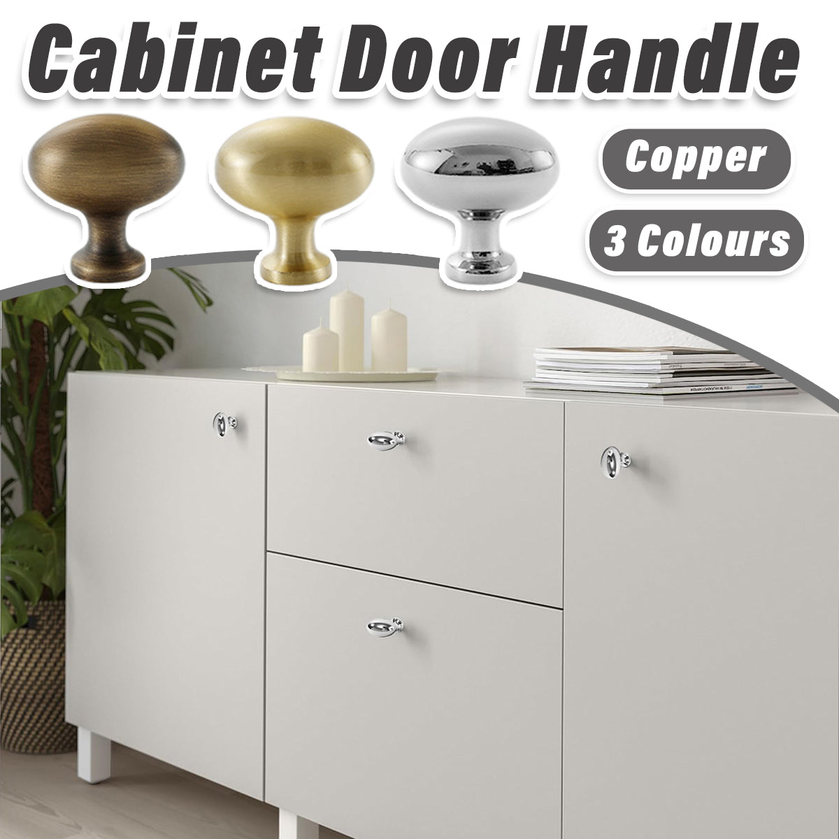 Copper Cabinet Handle Single Hole Pigeon Egg
