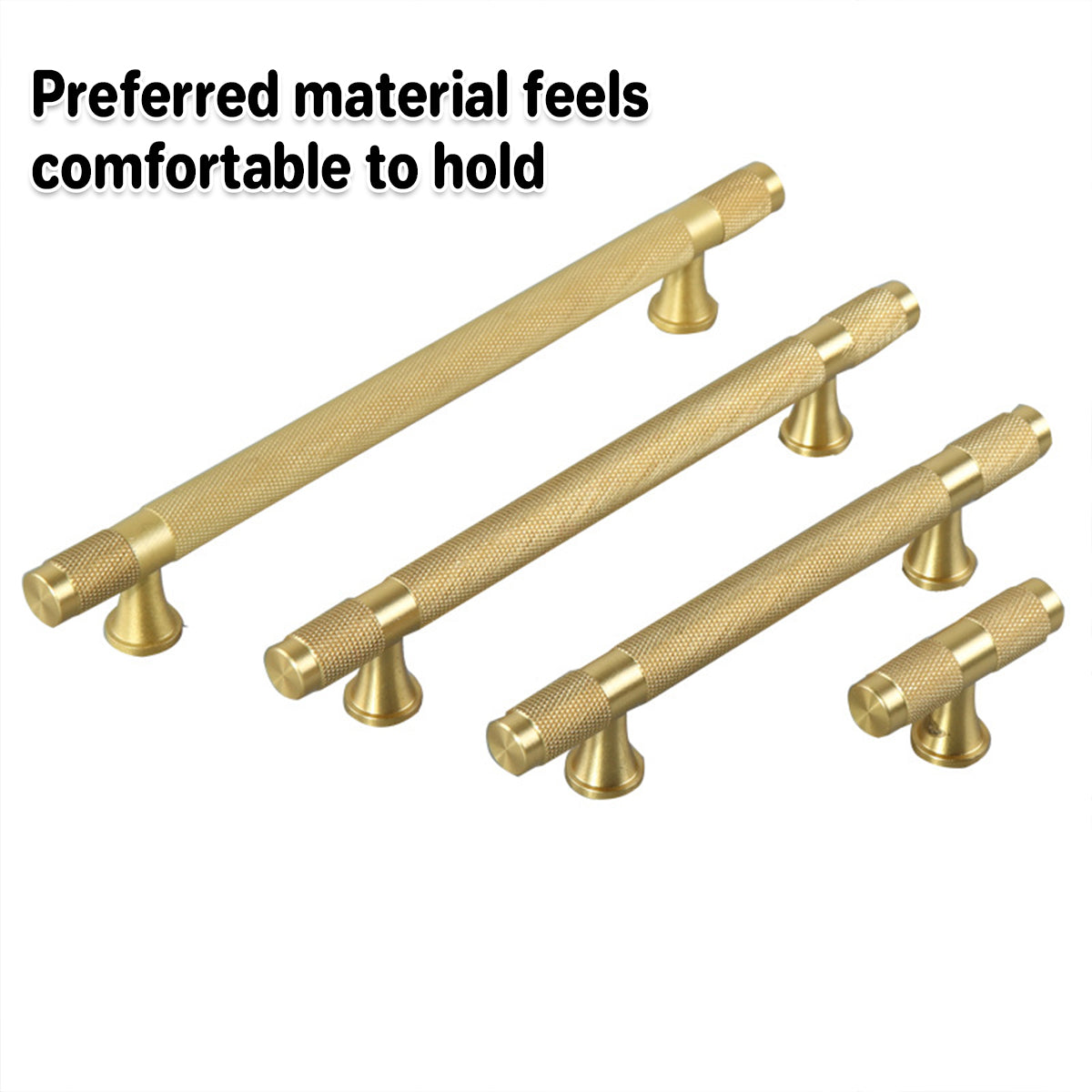 Anti-Slip Textured Brushed Brass Cupboard & Cabinet Door Pull Handle 50–213mm