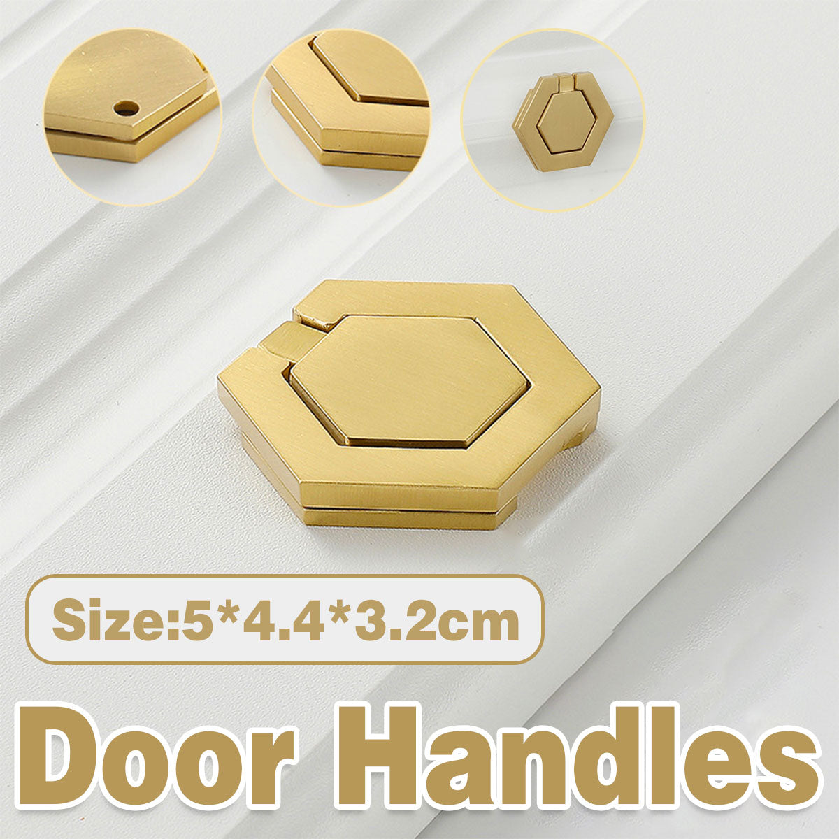 Hexagon Alloy Cabinet Door Handle Single-Hole Brushed Gold