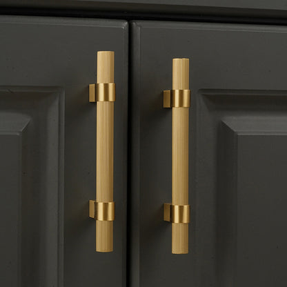 Solid Brass Knurled Cabinet Pulls in Gold Finish