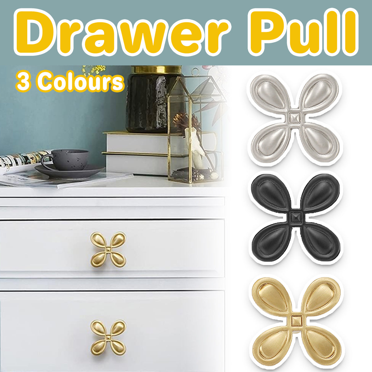 French Four-Petal Cabinet Drawer Handle Zinc Alloy