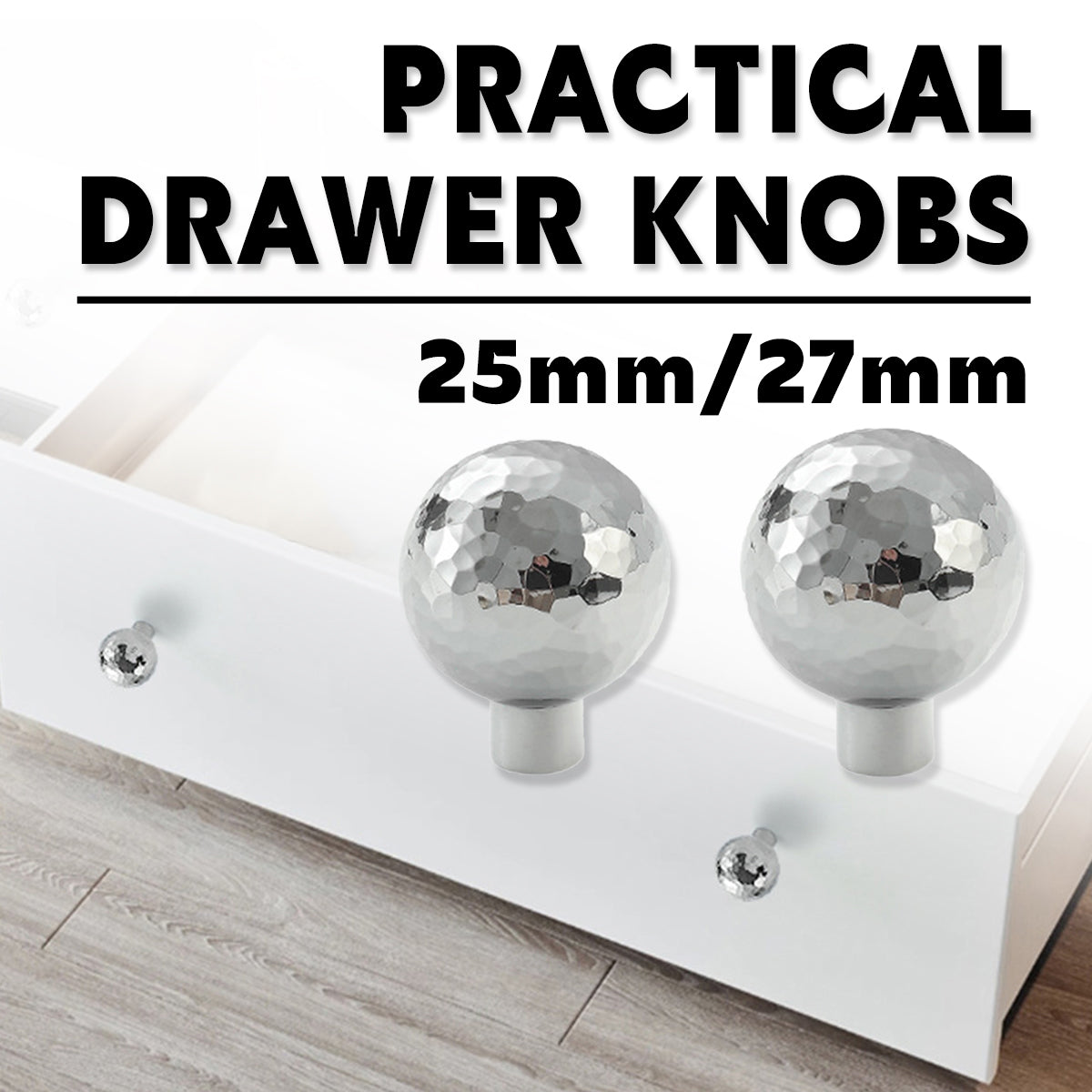 27mm Hammered Silver Cupboard & Cabinet Knob Single-Hole