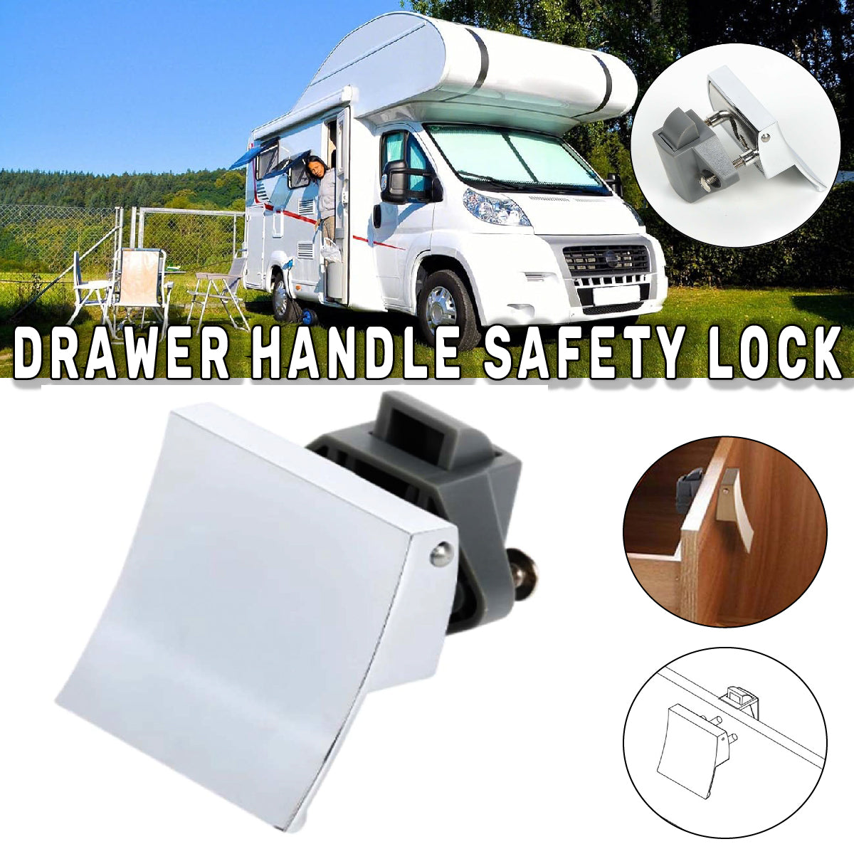 Silver Grey Finish Plastic-Metal Square Push Lock for Cabinets