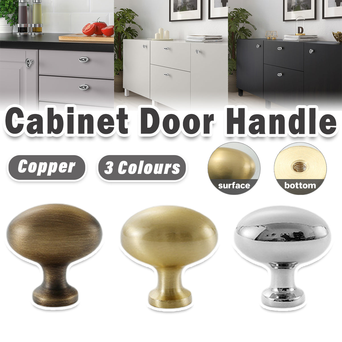 Copper Cabinet Handle Single Hole Pigeon Egg