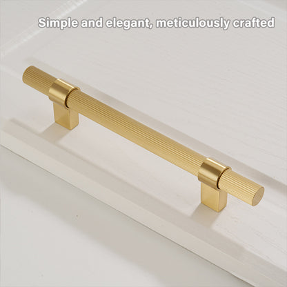 Solid Brass Knurled Cabinet Pulls in Gold Finish