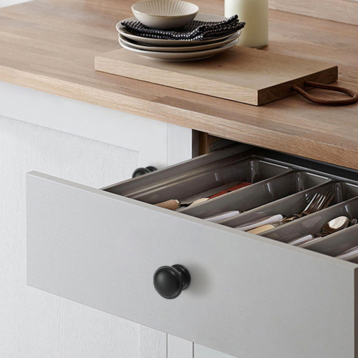Black Copper Cabinet Handle Single-Hole Mount