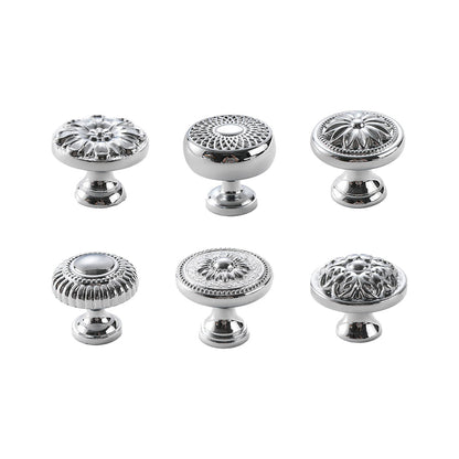 6 Styles Silver Solid Brass Cabinet Handle Single-Hole Mount