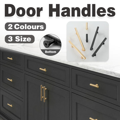 Knurled Metal Cabinet Handle in Black or Gold