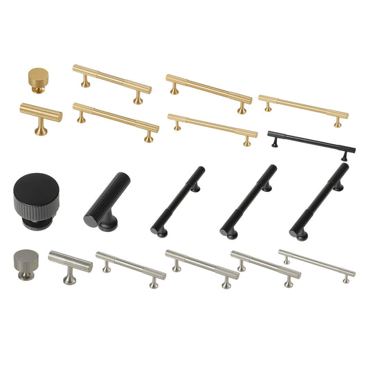 Vertical Grain Metal Cabinet Handles with Multiple Sizes