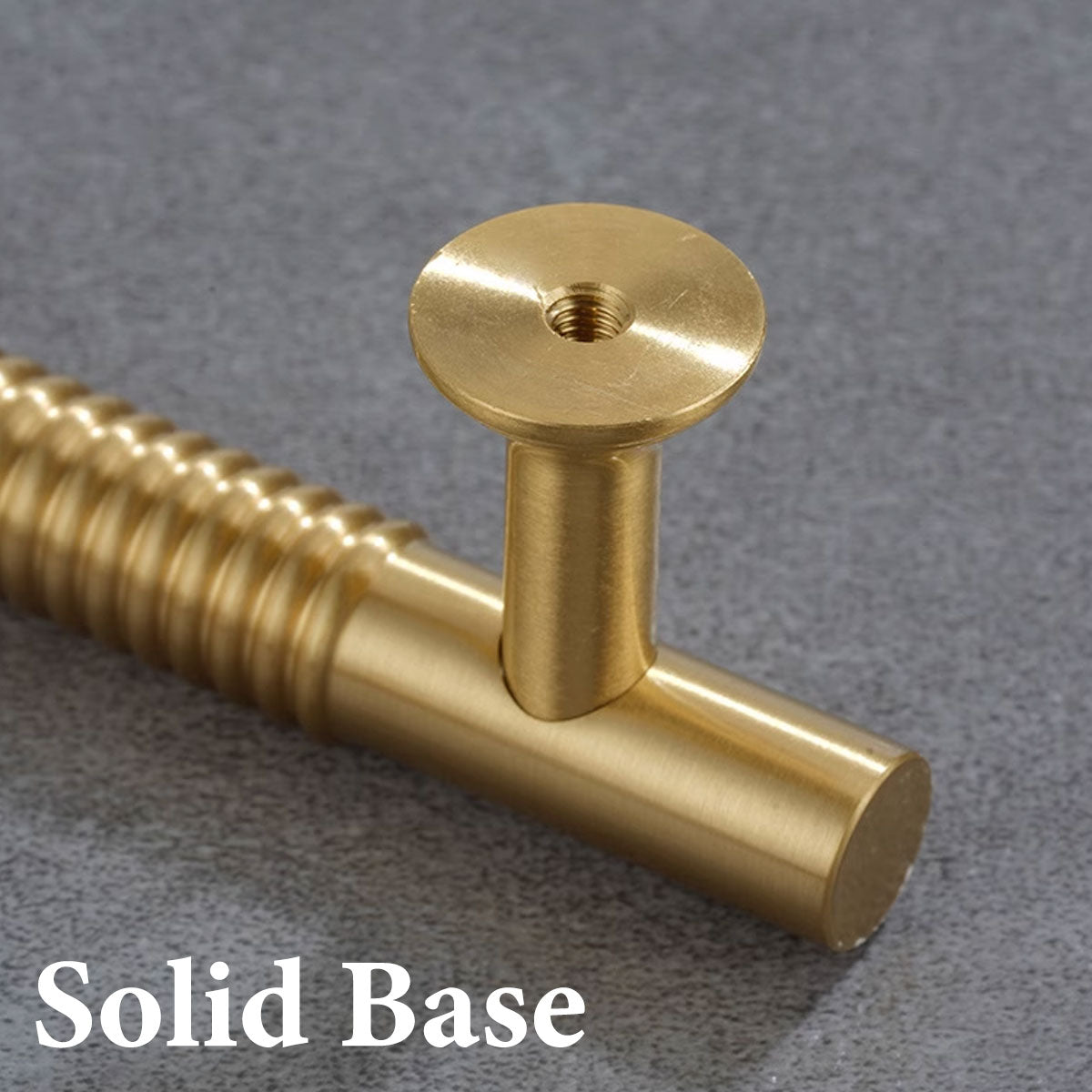 Gold Solid Brass Cabinet Handle with Textured Grip