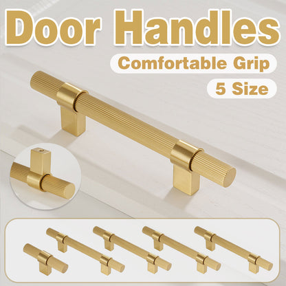 Solid Brass Knurled Cabinet Pulls in Gold Finish