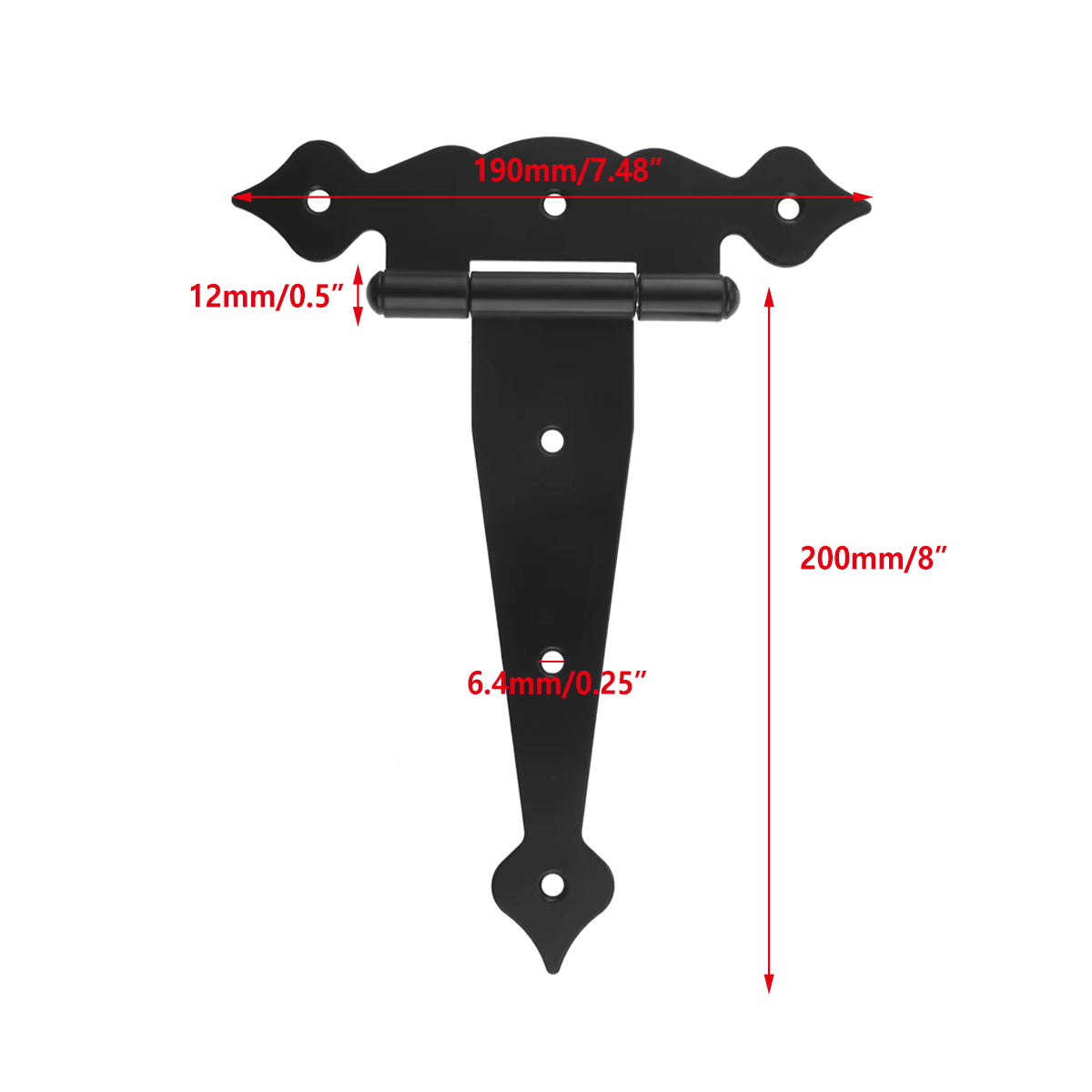 Black Coated Metal Strap T Hinges for Wooden Gate and Barn Door