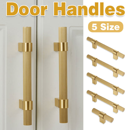 Solid Brass Knurled Cabinet Pulls in Gold Finish