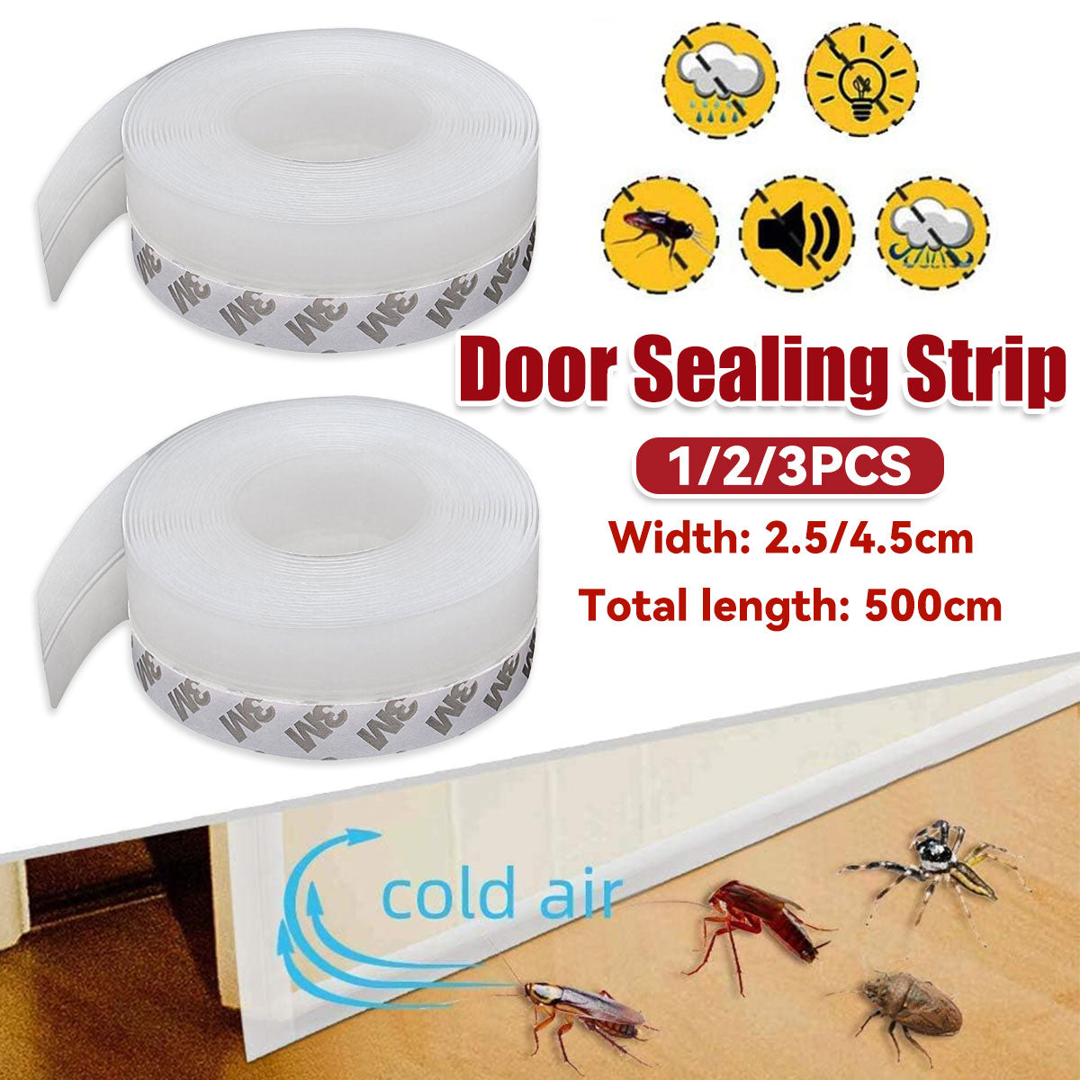 Transparent Self-Adhesive Silicone Door Seal Strip