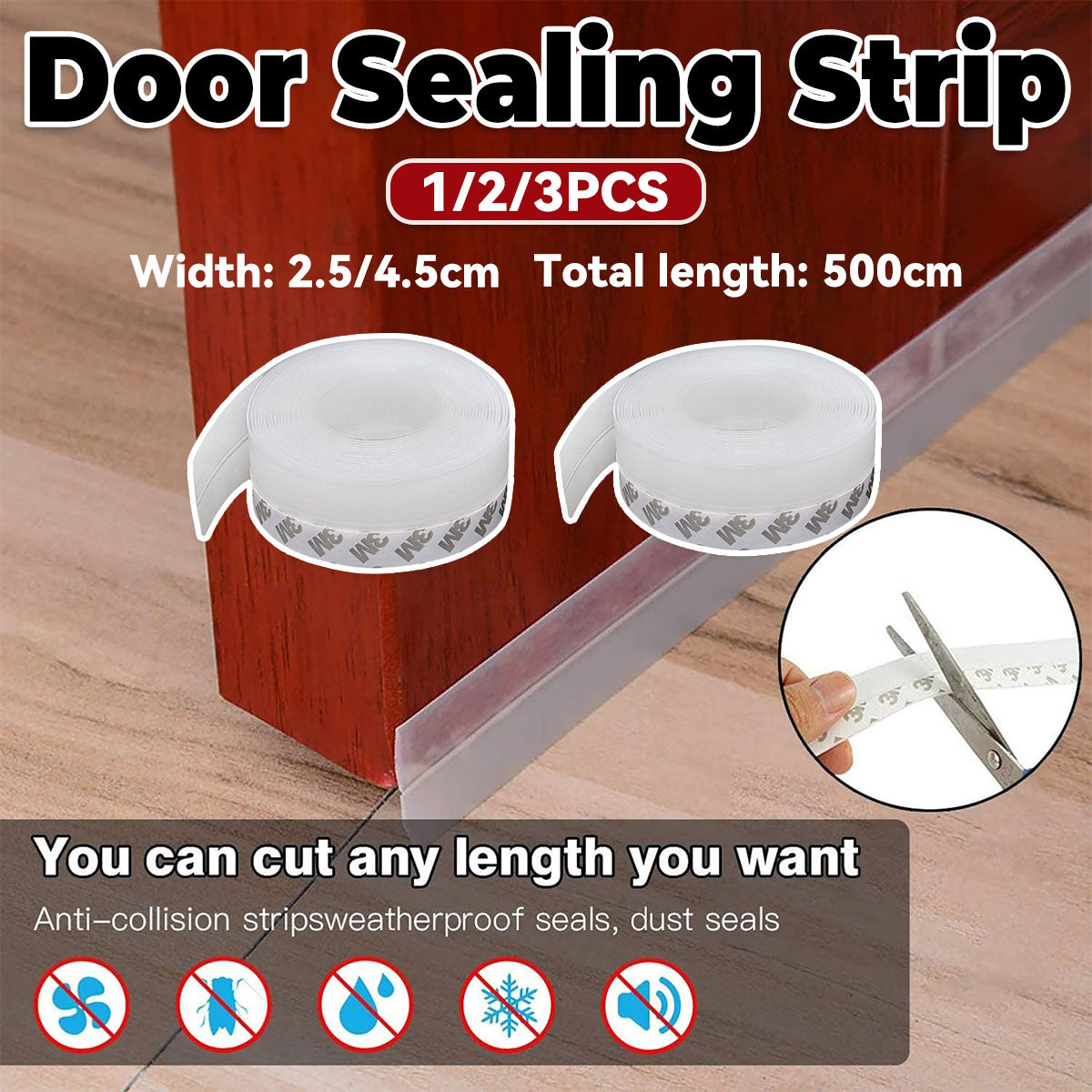 Transparent Self-Adhesive Silicone Door Seal Strip