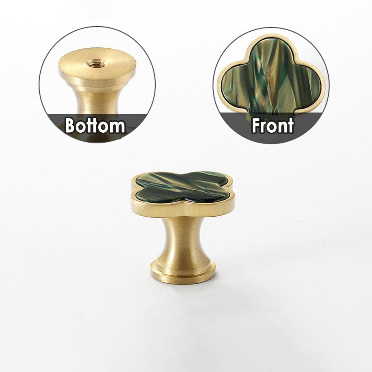 Aurora Green Four-Leaf Clover Cabinet Knob Single-Hole Design