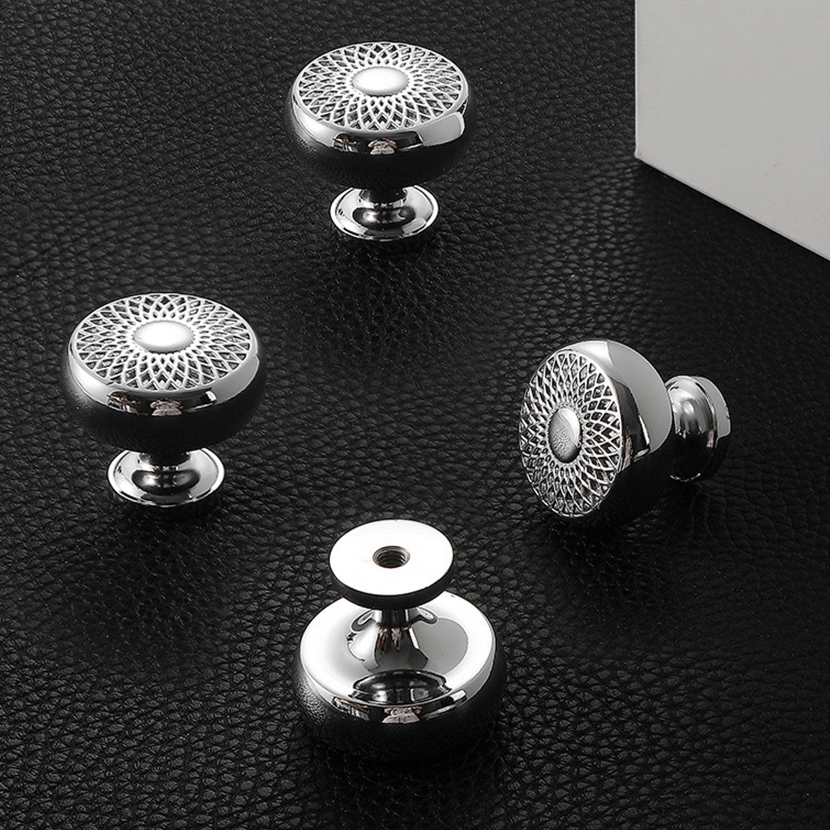 6 Styles Silver Solid Brass Cabinet Handle Single-Hole Mount