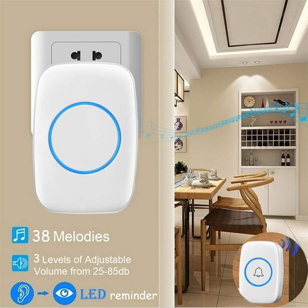 White IP44 Waterproof Wireless Doorbell Kit with Chime