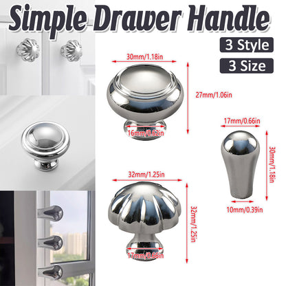 Bright Silver Copper Cabinet Knob Single-Hole