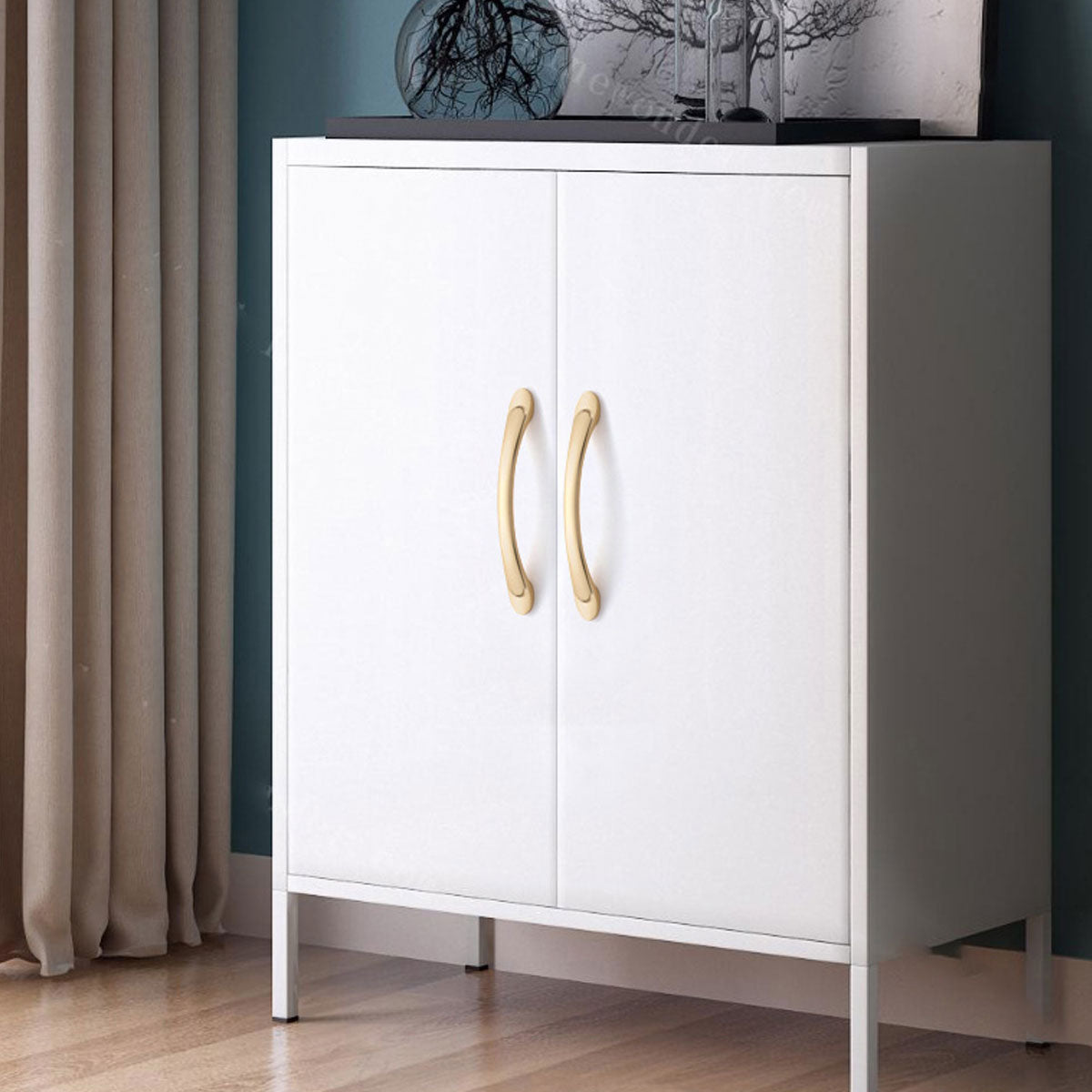 2 Hole Distances Pure Copper Cabinet Door Handle Gold Tone