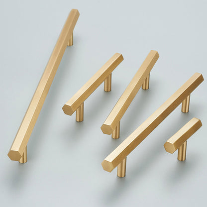Hexagonal Gold Alloy Cabinet Handle with 64–224mm Options