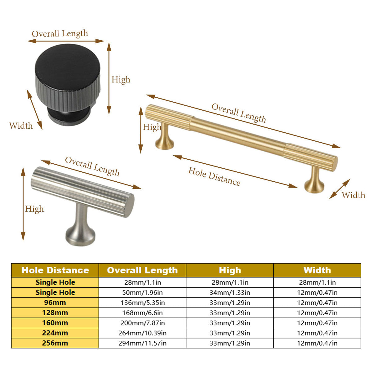 Vertical Cupboard & Cabinet Door Pull & Konb Handle 3 Color Options