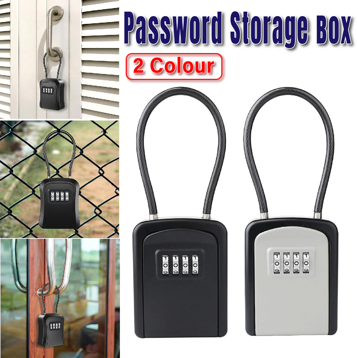 Portable Key Lock Box Hanging Combination Storage Organizer