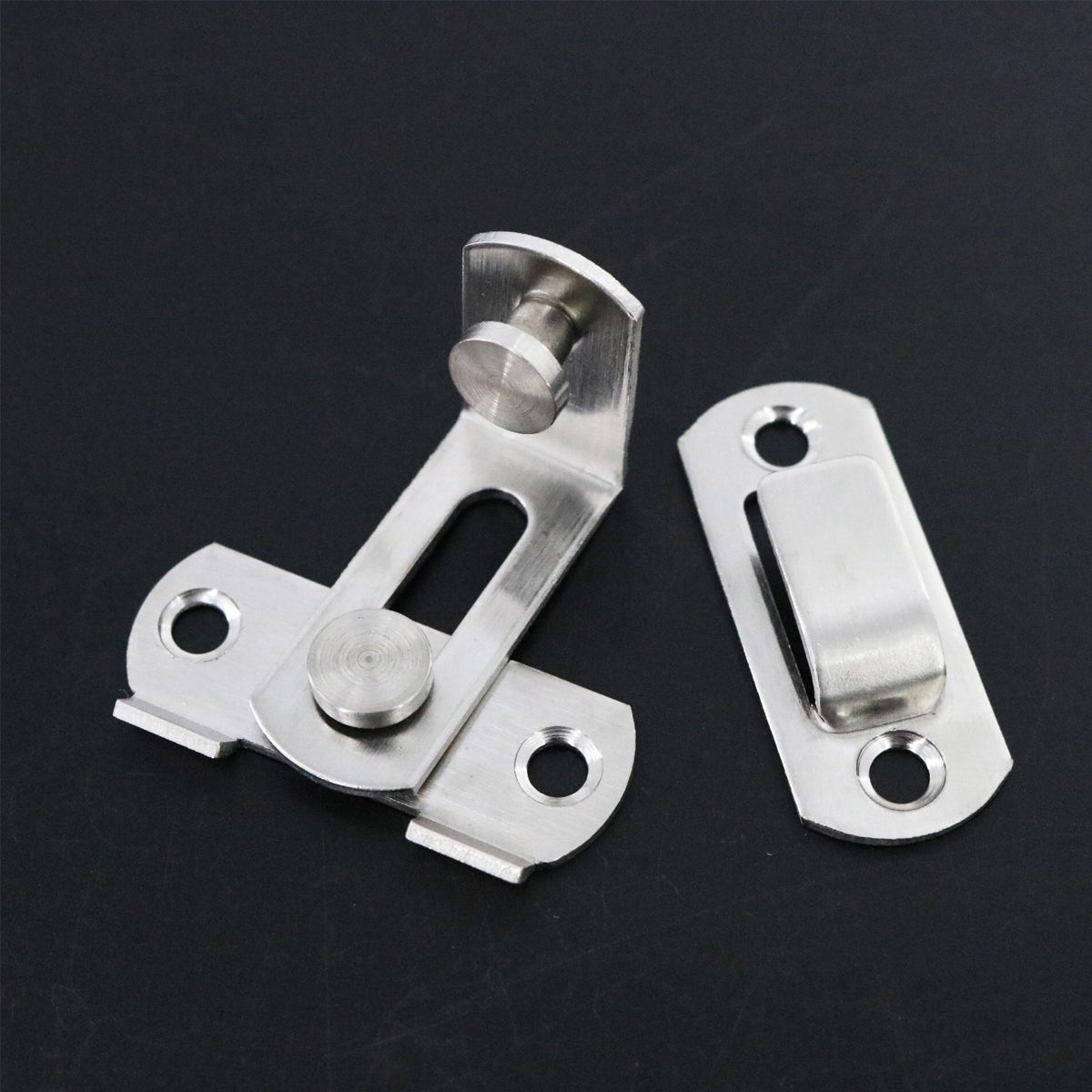 Silver Stainless Steel 90 Degree Sliding Door Safety Latch Set